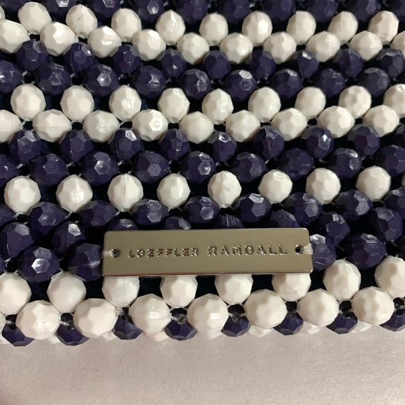 NWOT Loeffler Randall navy/white acetate bead bag - Picture 3 of 7